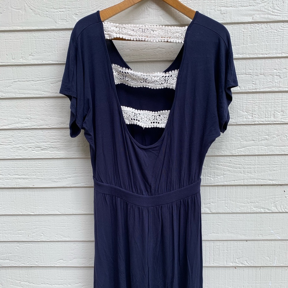 Navy Dress with Back Crochet Detail